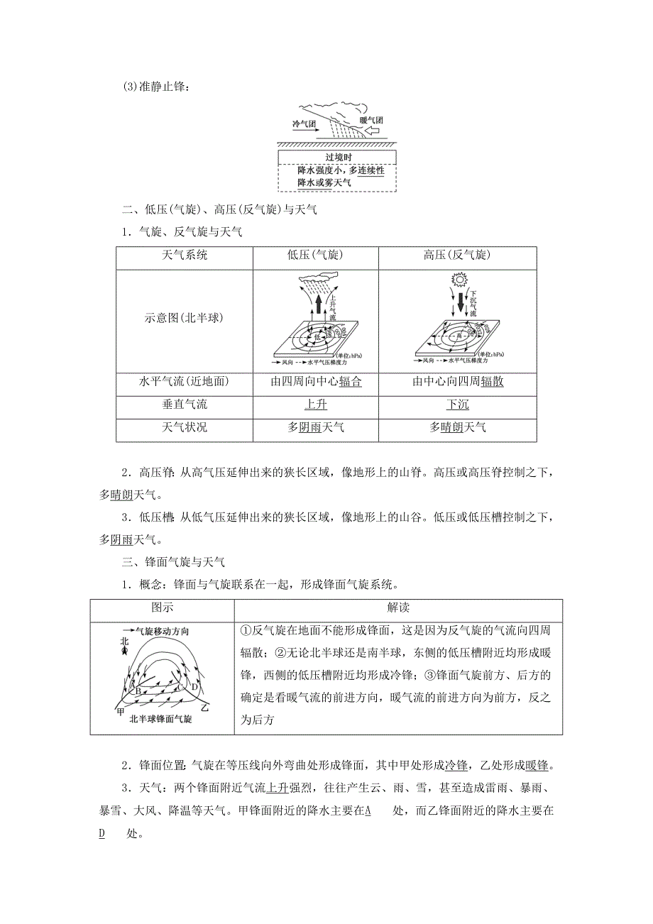 高考地理一轮复习第一模块自然地理第二章地球上的大气第三讲常见天气系统学案（含解析）新人教版.doc_第2页