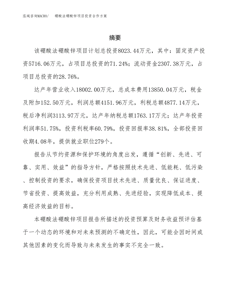 硼酸法硼酸锌项目投资合作方案(模板及范文).docx_第2页