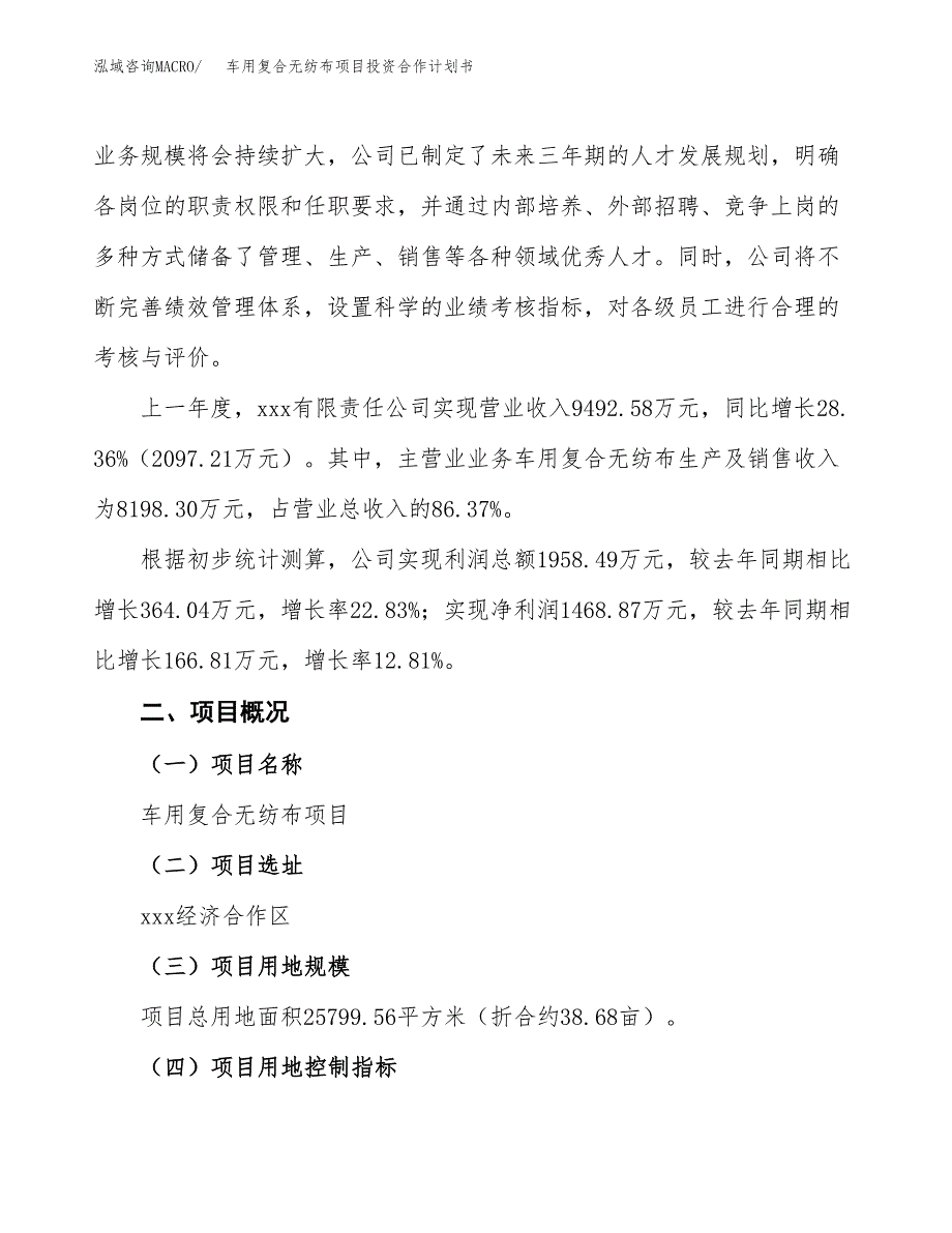 车用复合无纺布项目投资合作计划书模板.docx_第3页