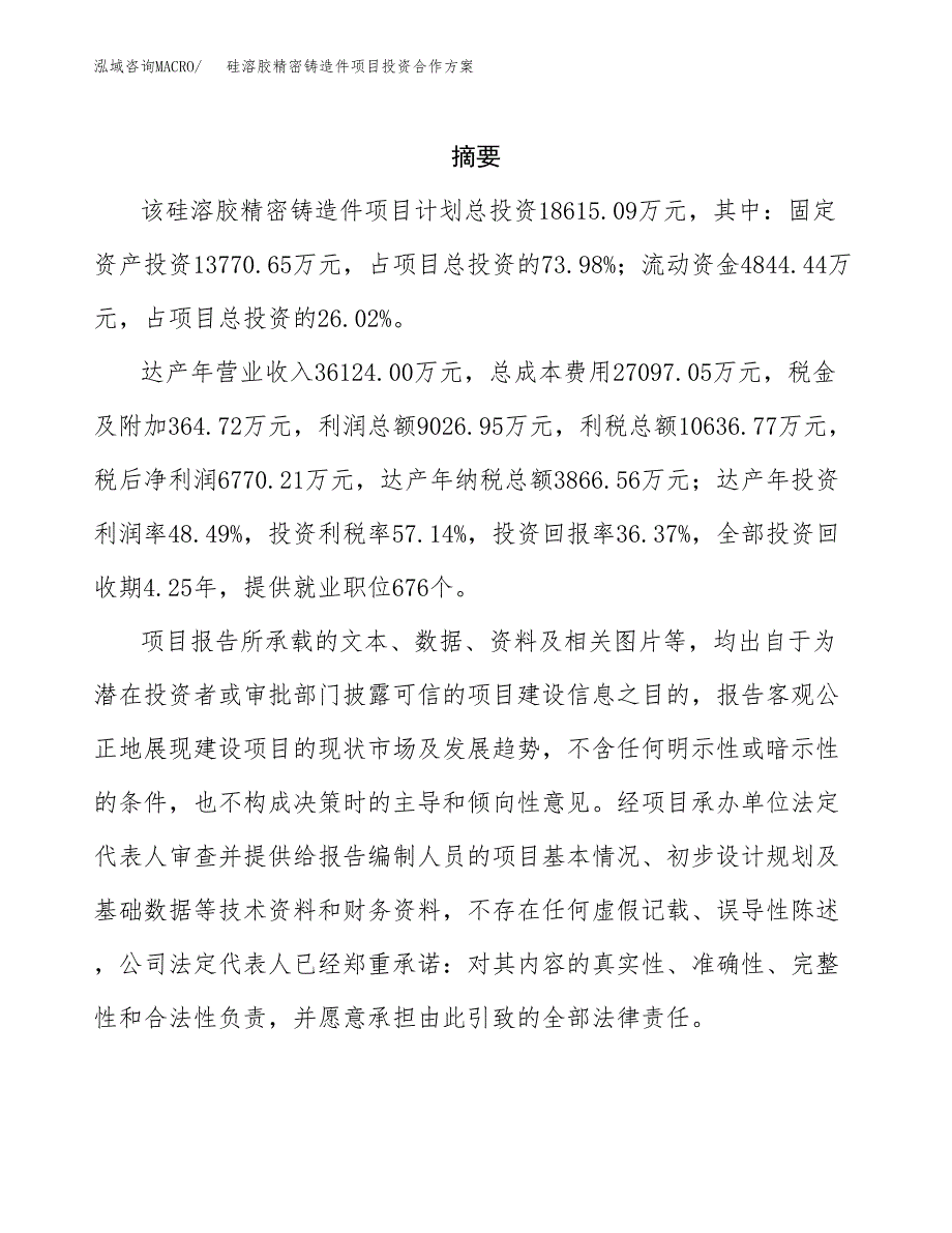 硅溶胶精密铸造件项目投资合作方案(模板及范文).docx_第2页