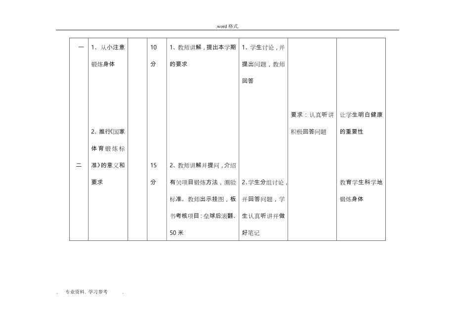 三年级（上册）体育教（学）案(人教版)_(1)_第5页