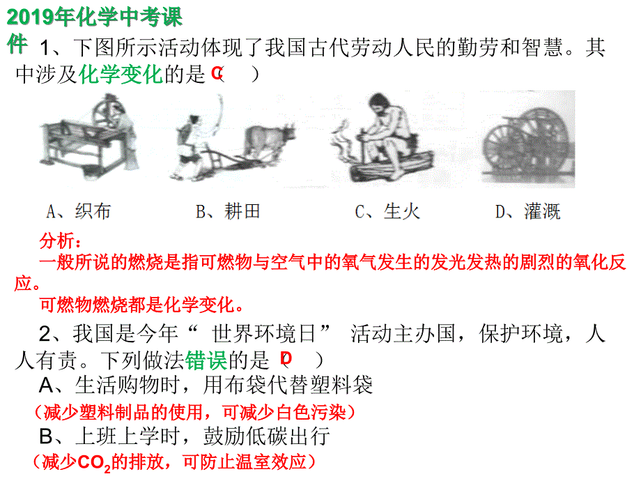 2019年安徽省初中学业水平考试化学试卷课件（精析）_第1页