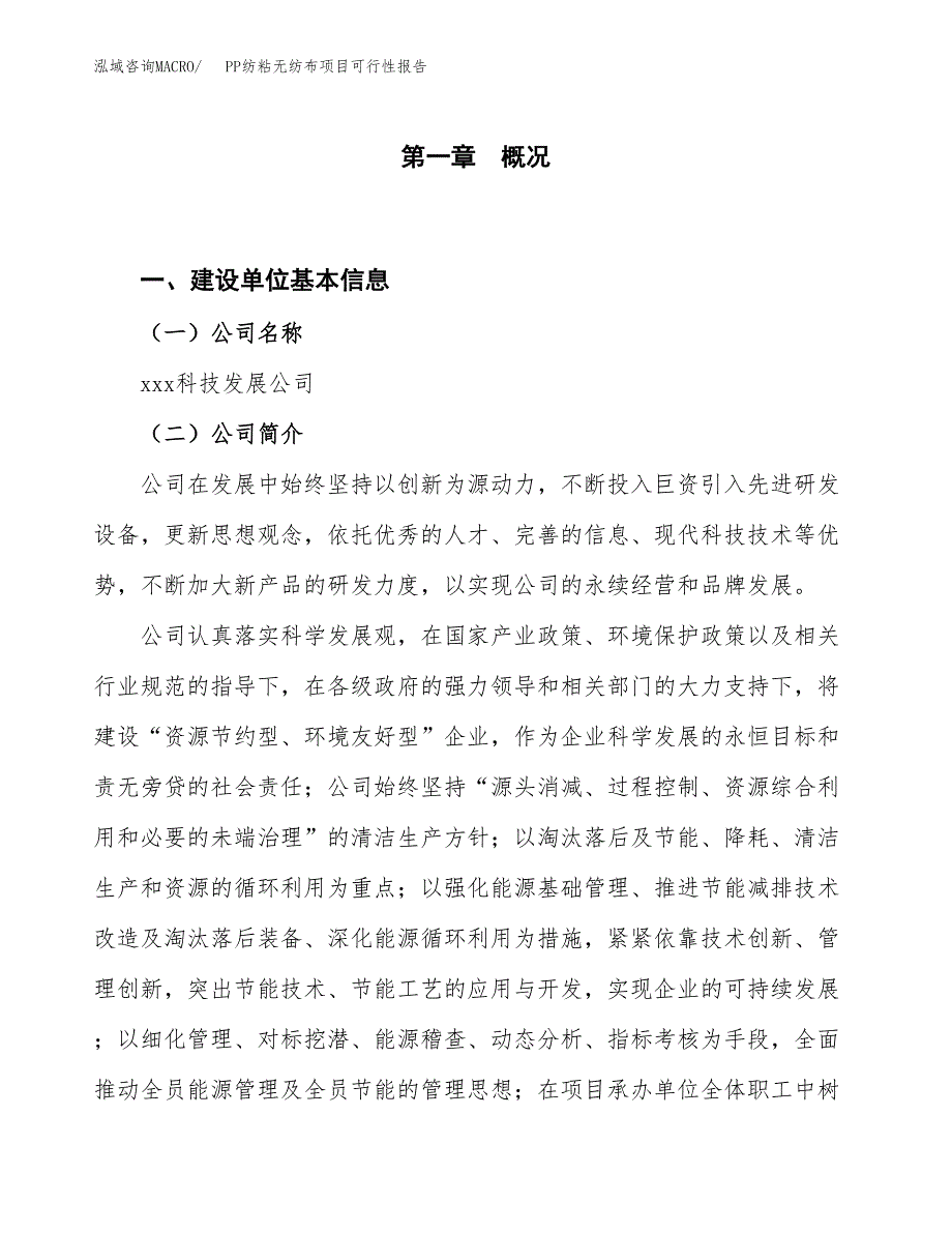 (立项备案申请样例)PP纺粘无纺布项目可行性报告.docx_第1页