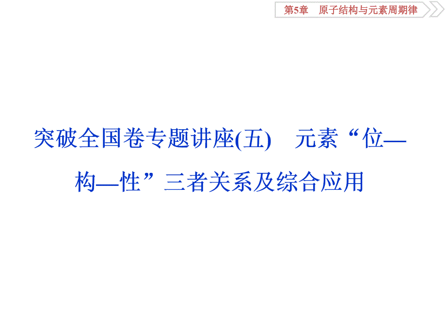 高考鲁科版化学一轮复习课件：第5章 原子结构与元素周期律 突破全国卷专题讲座（五）.ppt_第1页