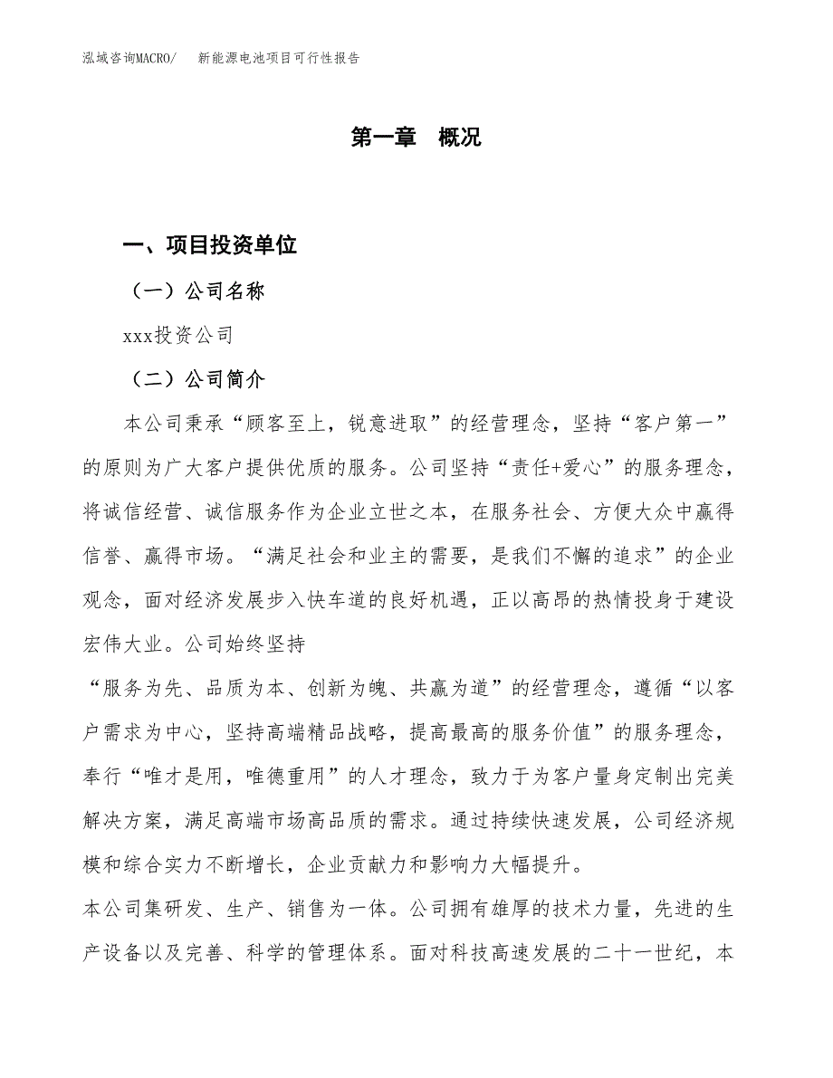 (立项备案申请样例)新能源电池项目可行性报告.docx_第1页