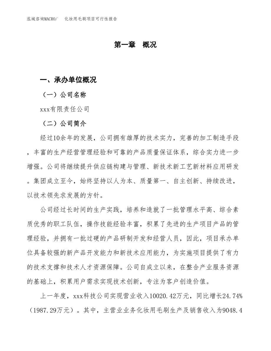 (立项备案申请样例)化妆用毛刷项目可行性报告.docx_第1页