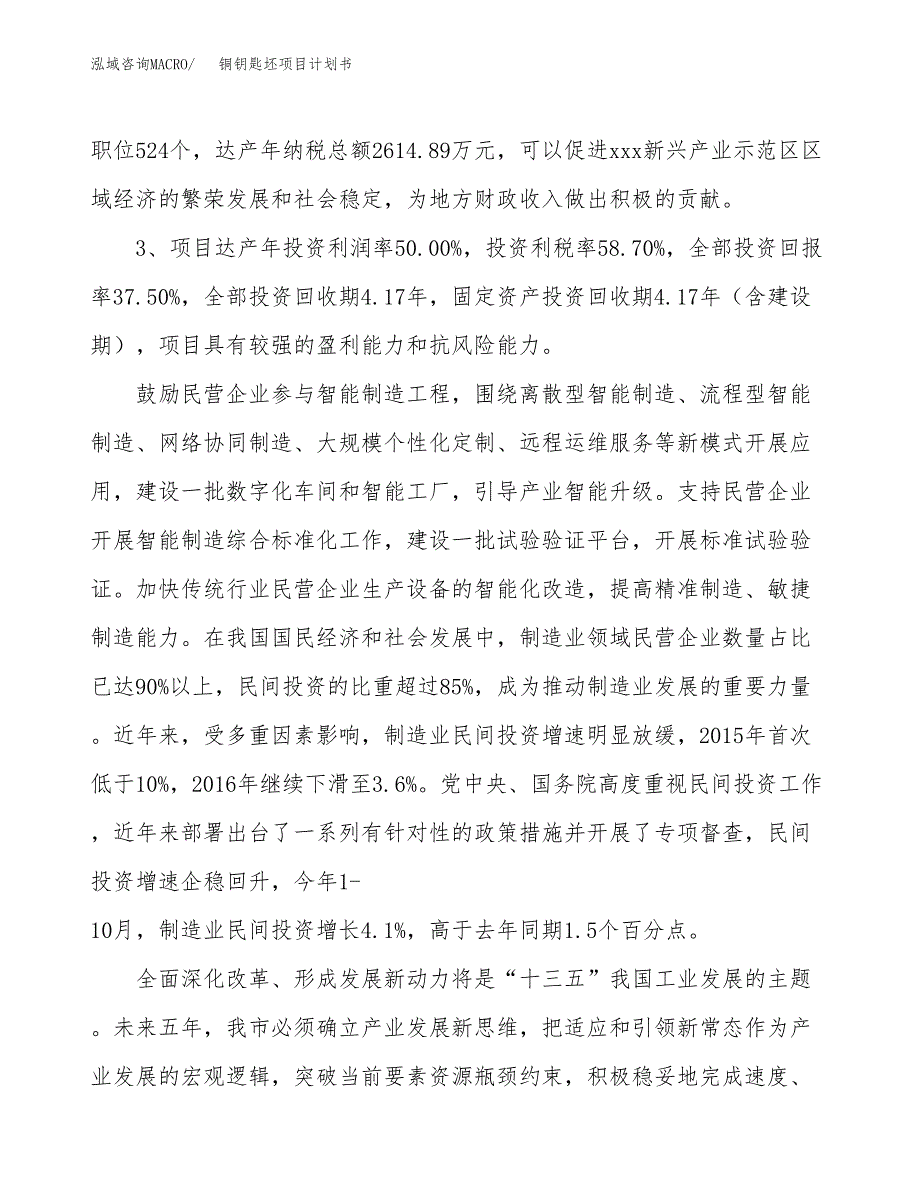 铜钥匙坯项目计划书(项目投资分析).docx_第4页