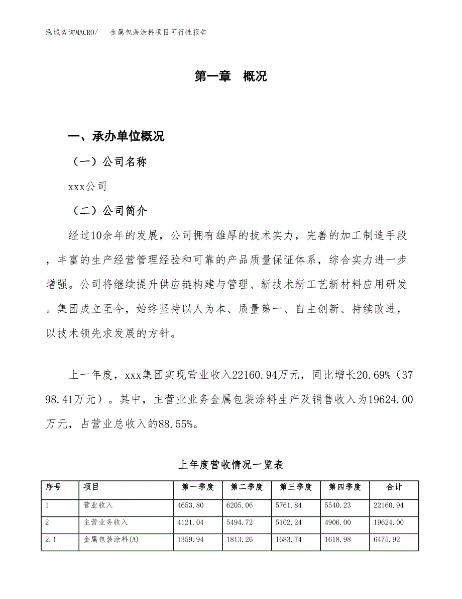 (立项备案申请样例)金属包装涂料项目可行性报告.docx_第1页