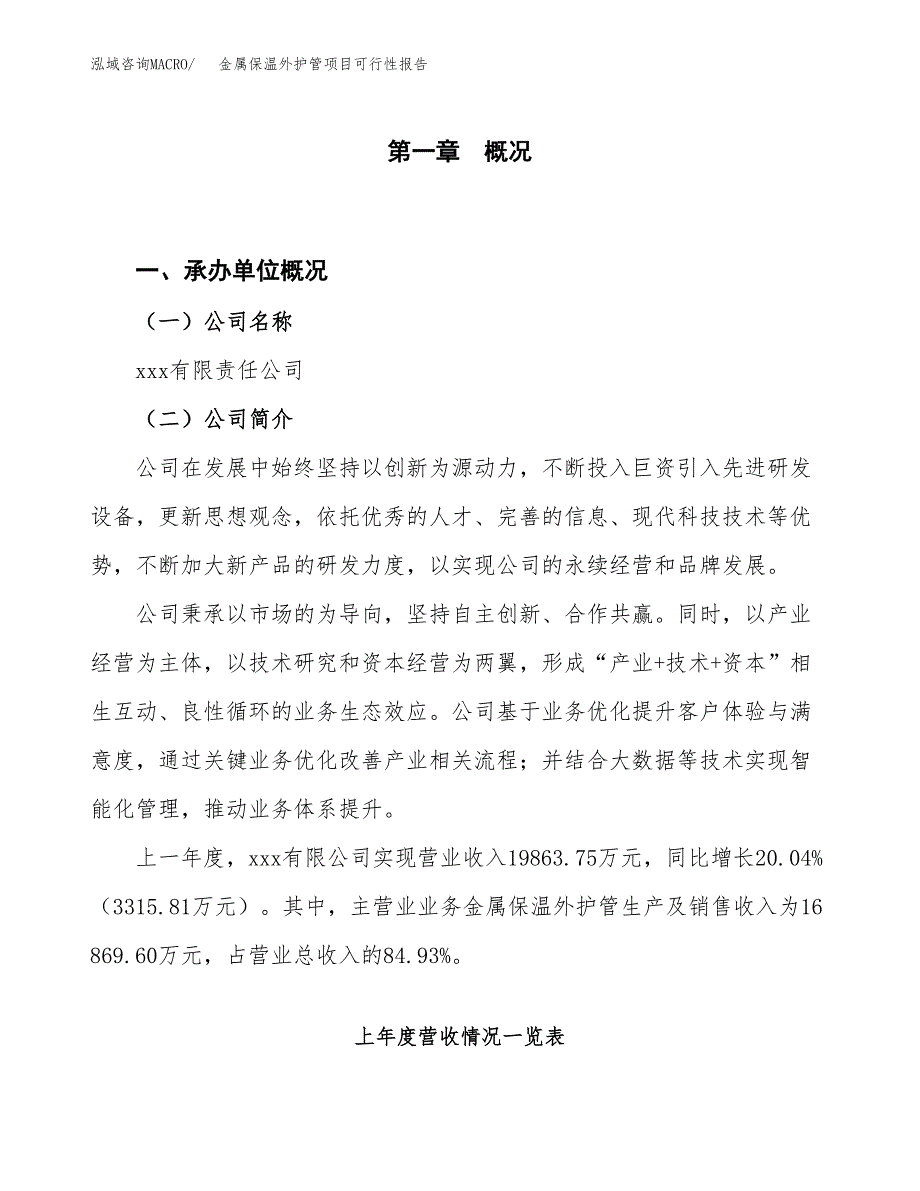 (立项备案申请样例)金属保温外护管项目可行性报告.docx_第1页