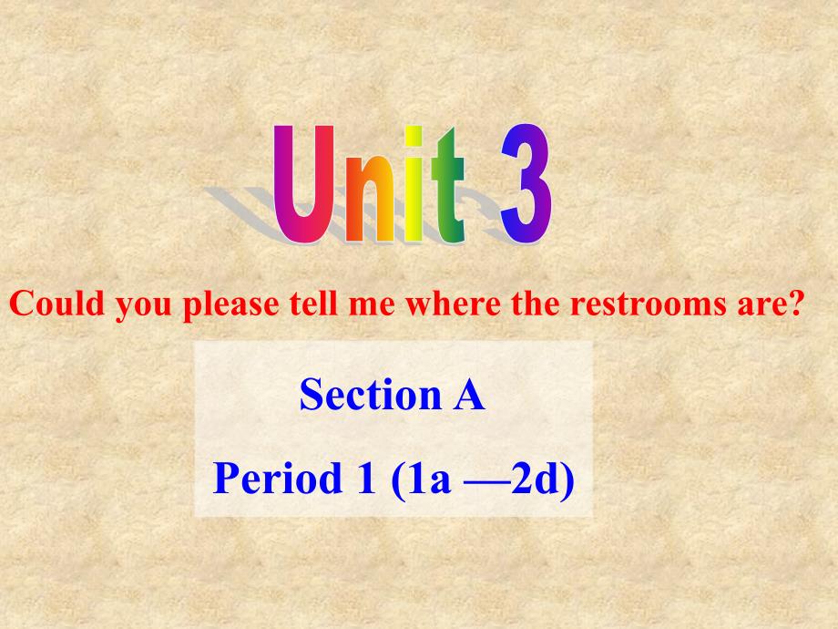 人教版新目标九年级英语Unit3Could_you_please_tell_me_where_the_restrooms_are全单元课件_第1页