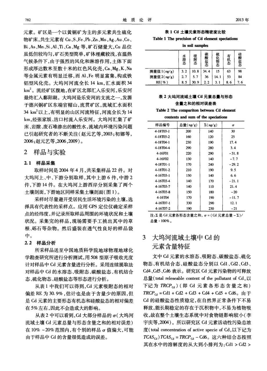 德兴铜矿大坞河流域土壤中Cd的环境地球化学特征及意义.pdf_第2页