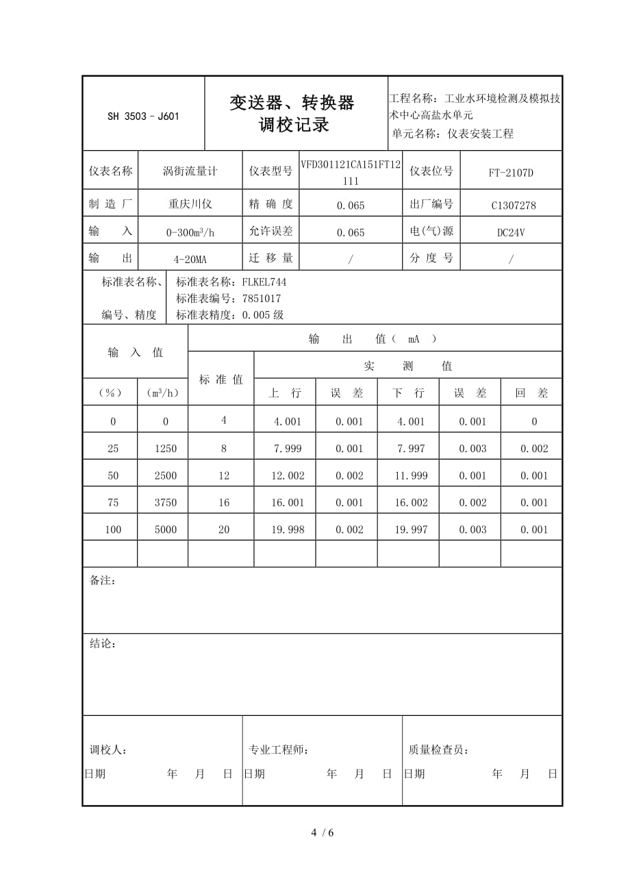 jok涡街流量计调校记录_第4页