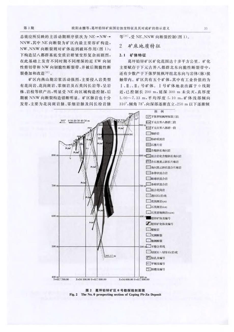 葛坪铅锌矿床围岩蚀变特征及其对成矿的指示意义.pdf_第3页