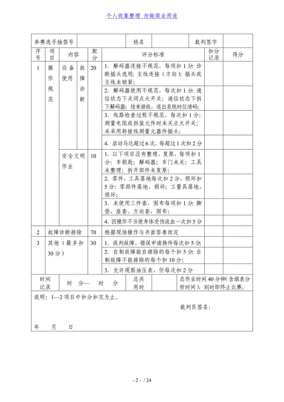 丰田威志二级维护作业比赛项目管理和要求_第2页