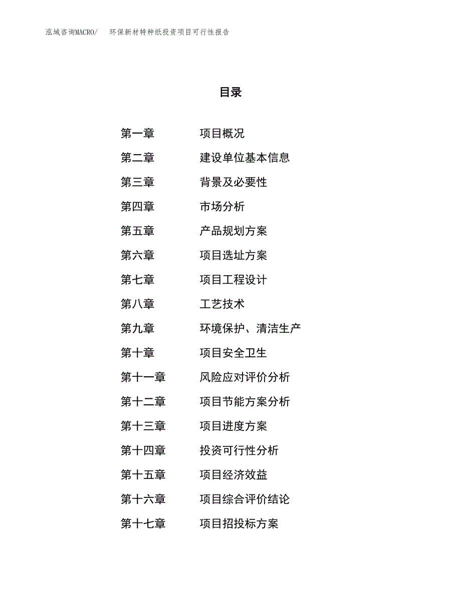 环保新材特种纸投资项目可行性报告(园区立项申请).docx_第1页