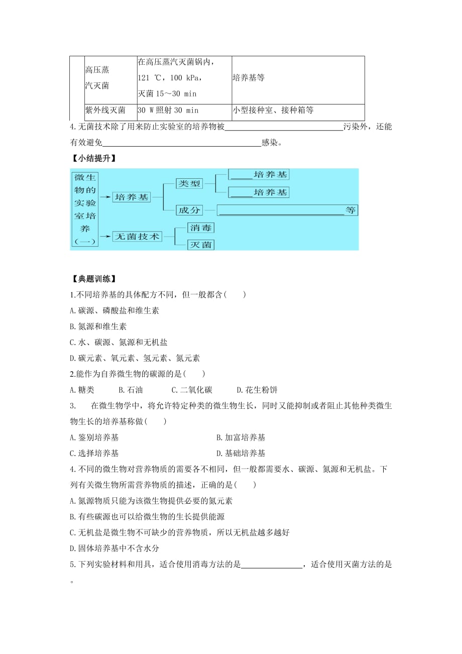 广东省佛山市高明区第一中学人教高二生物选修一学案：2.1微生物的实验室培养（一） .doc_第3页