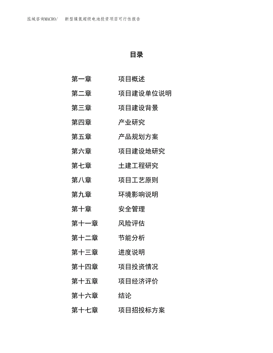 新型镍氢超级电池投资项目可行性报告(园区立项申请).docx_第1页