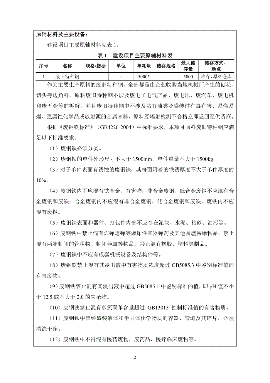 年初加工配送5万吨废旧特种钢环评报告表_第4页