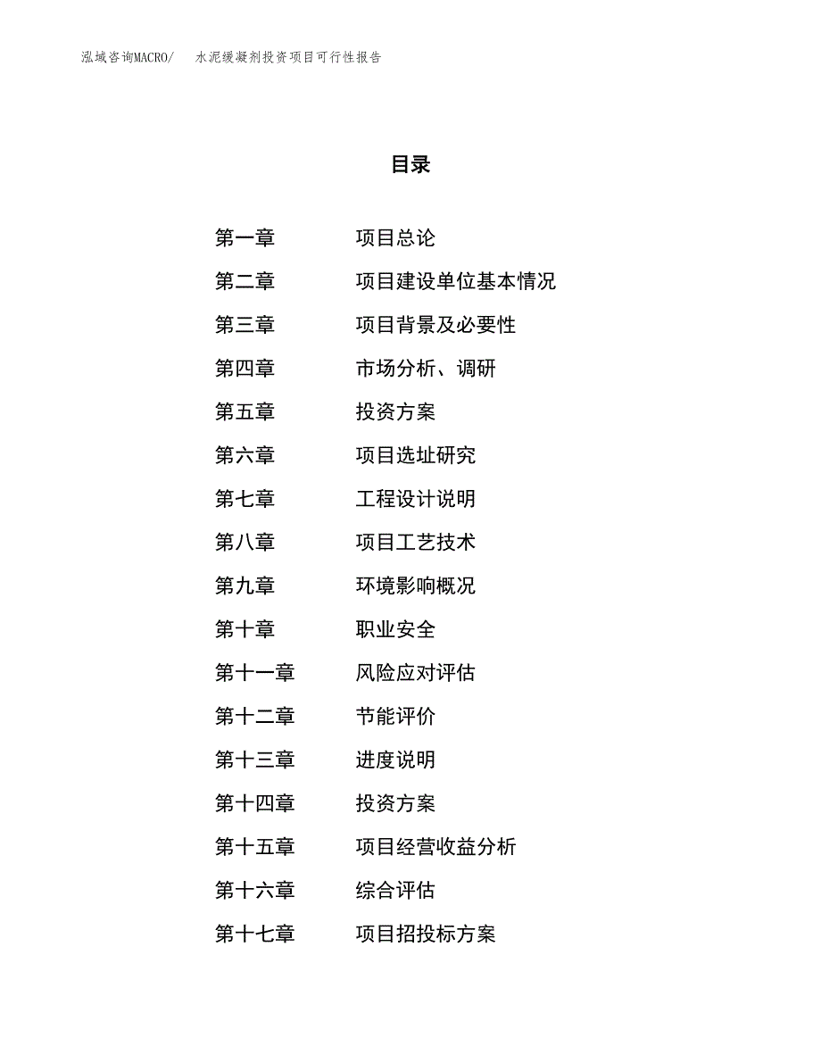 水泥缓凝剂投资项目可行性报告(园区立项申请).docx_第1页