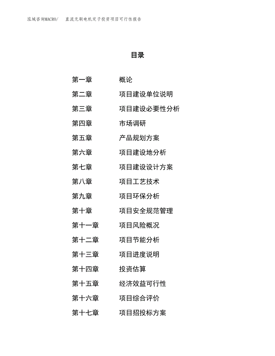 直流无刷电机定子投资项目可行性报告(园区立项申请).docx_第1页