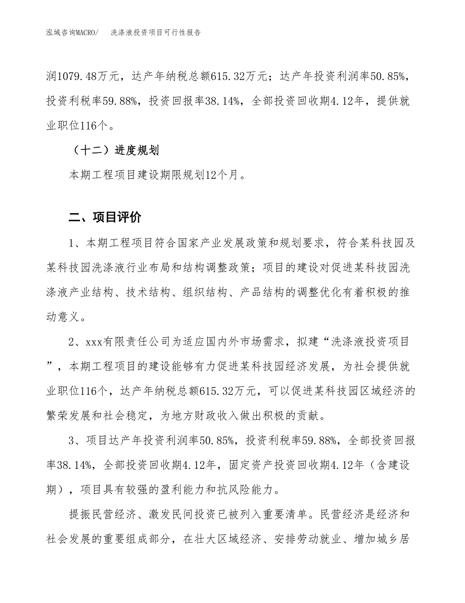 洗涤液投资项目可行性报告(园区立项申请).docx_第4页