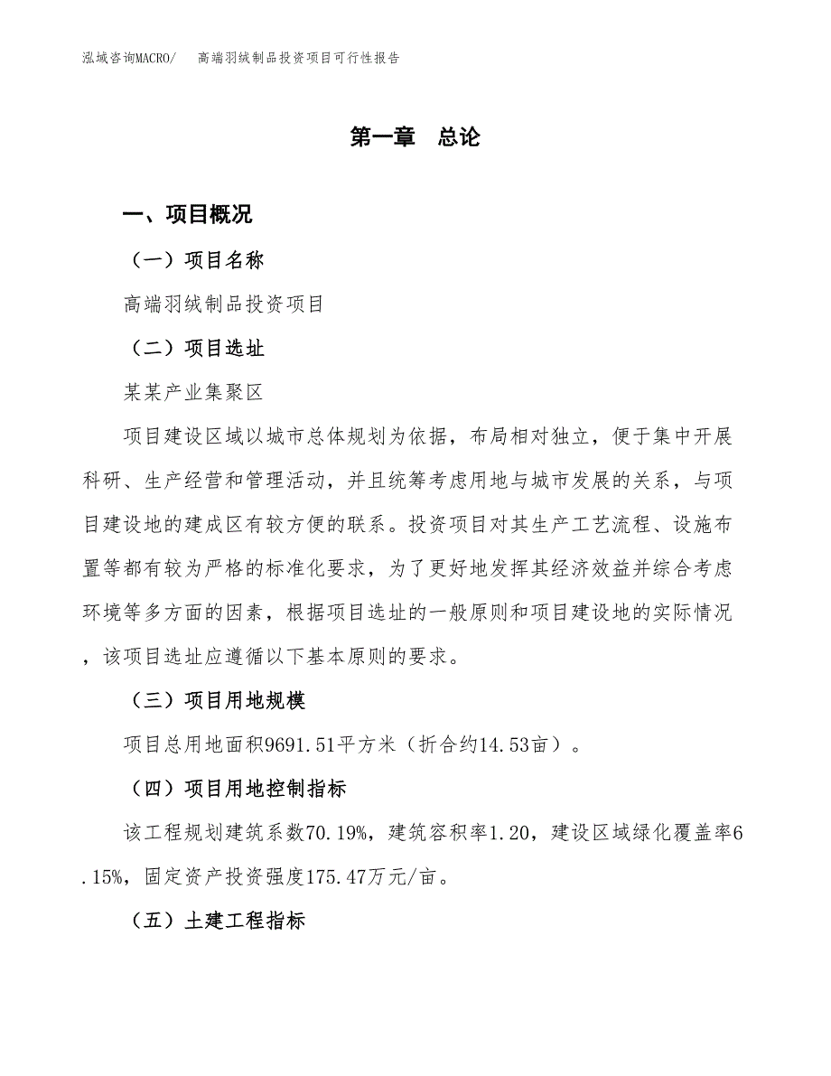 高端羽绒制品投资项目可行性报告(园区立项申请).docx_第2页