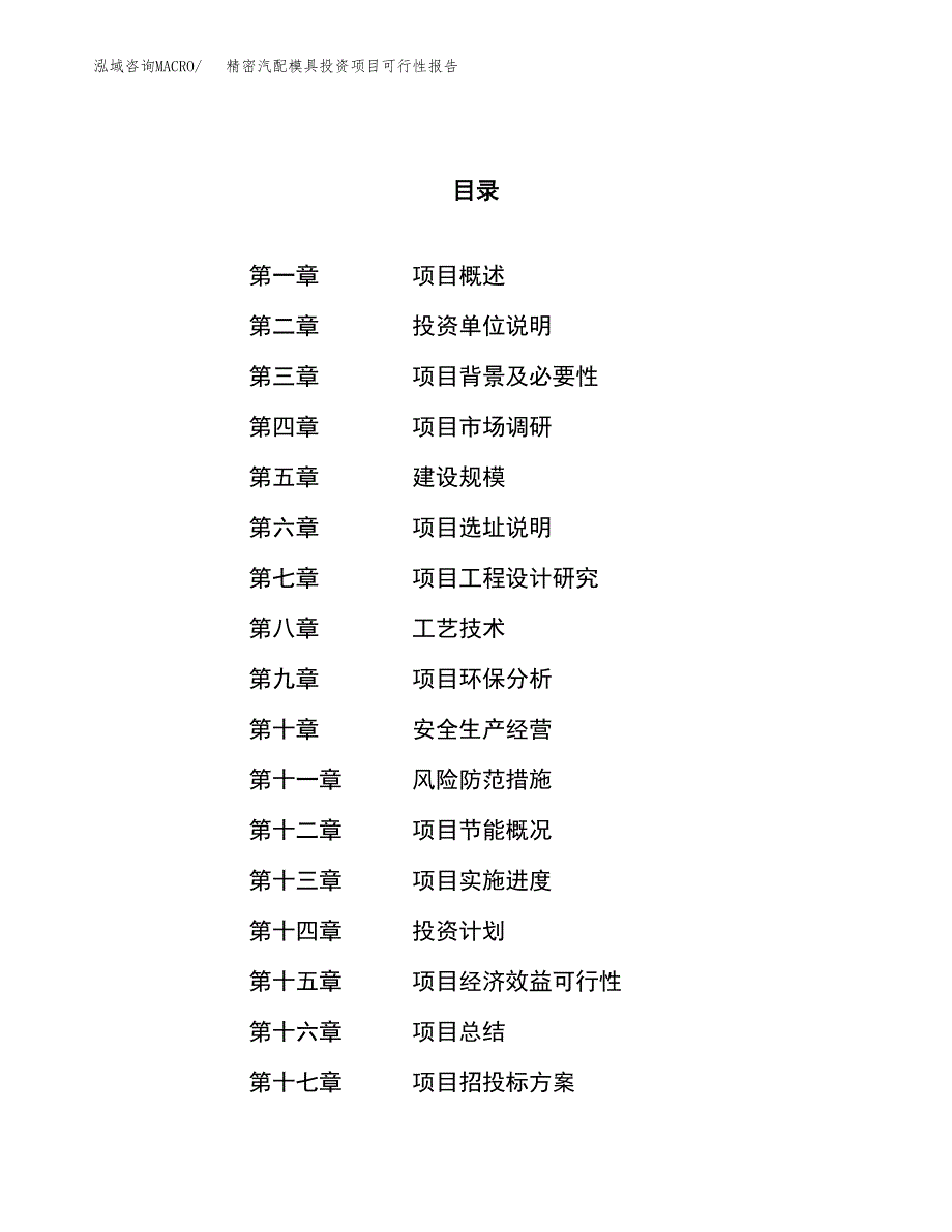 精密汽配模具投资项目可行性报告(园区立项申请).docx_第1页