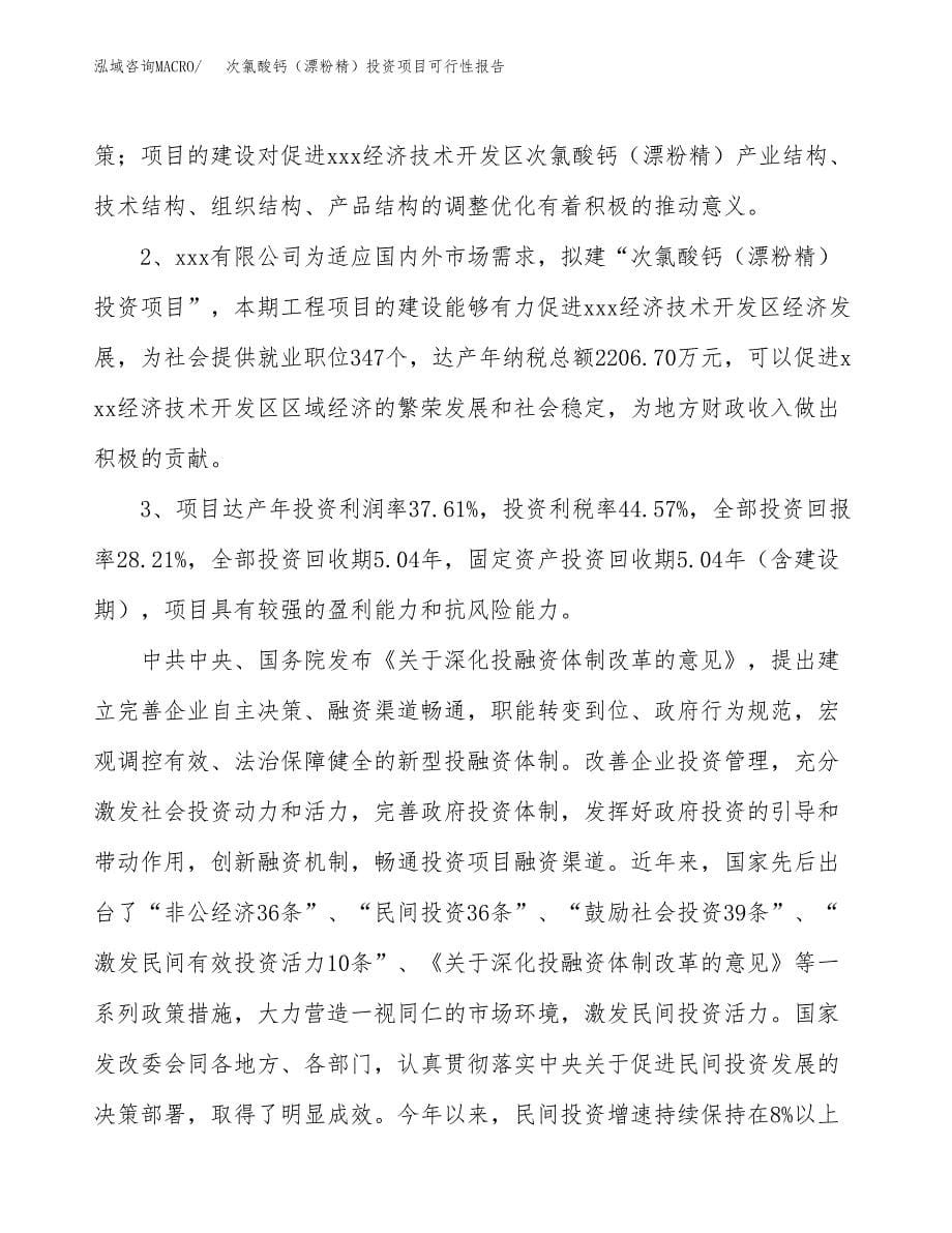 次氯酸钙（漂粉精）投资项目可行性报告(园区立项申请).docx_第5页