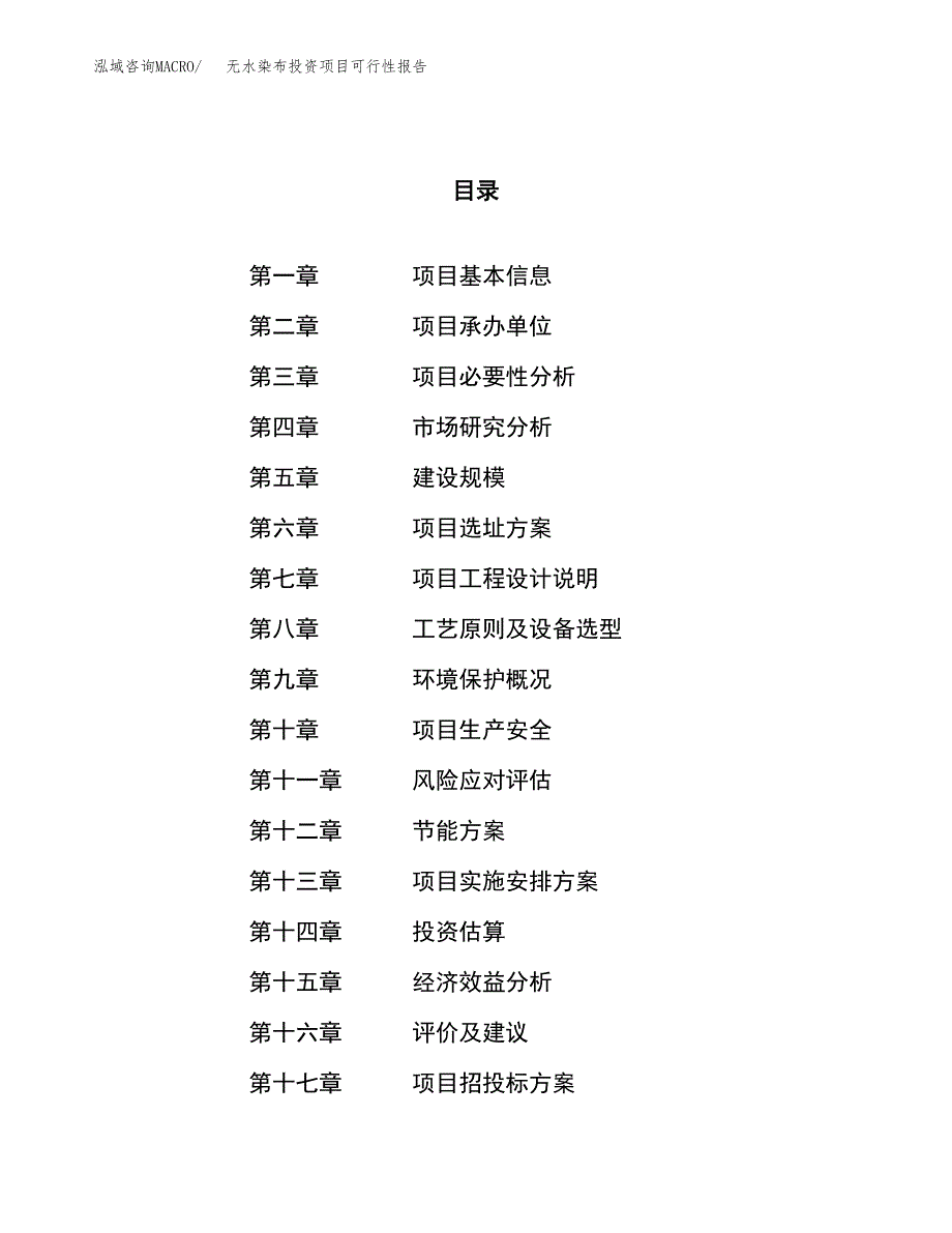 无水染布投资项目可行性报告(园区立项申请).docx_第1页