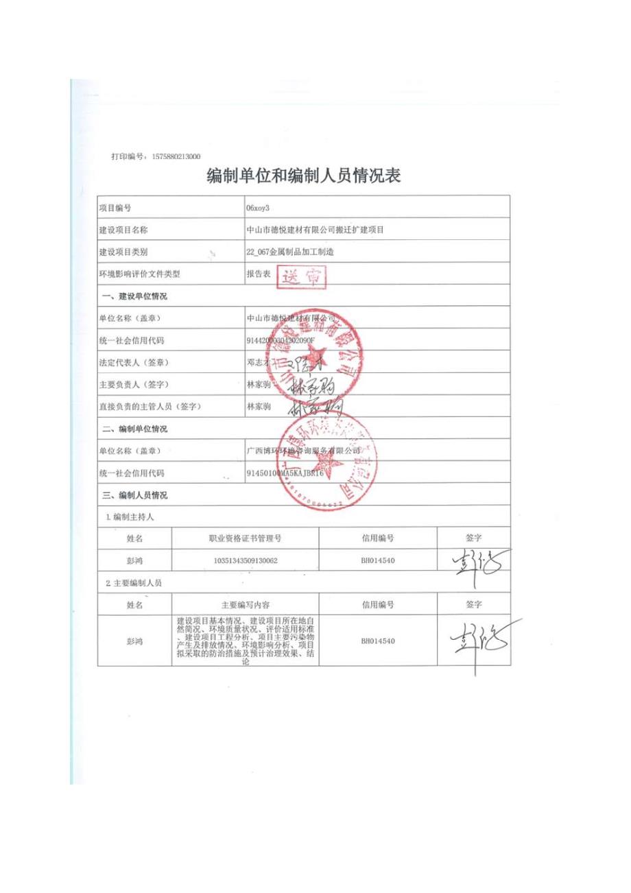 德悦建材有限公司不锈钢门铰链生产搬迁扩建项目环评报告表_第2页