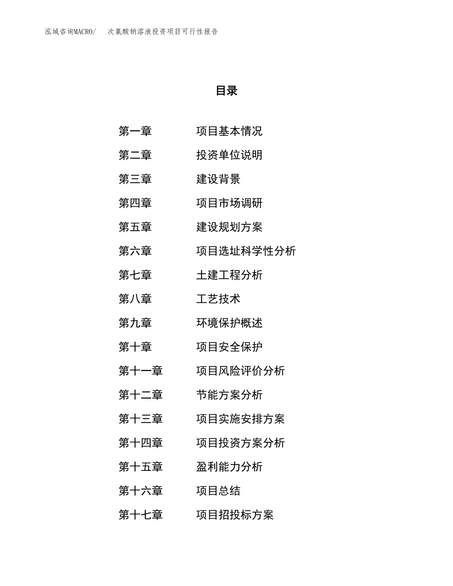 次氯酸钠溶液投资项目可行性报告(园区立项申请).docx_第1页