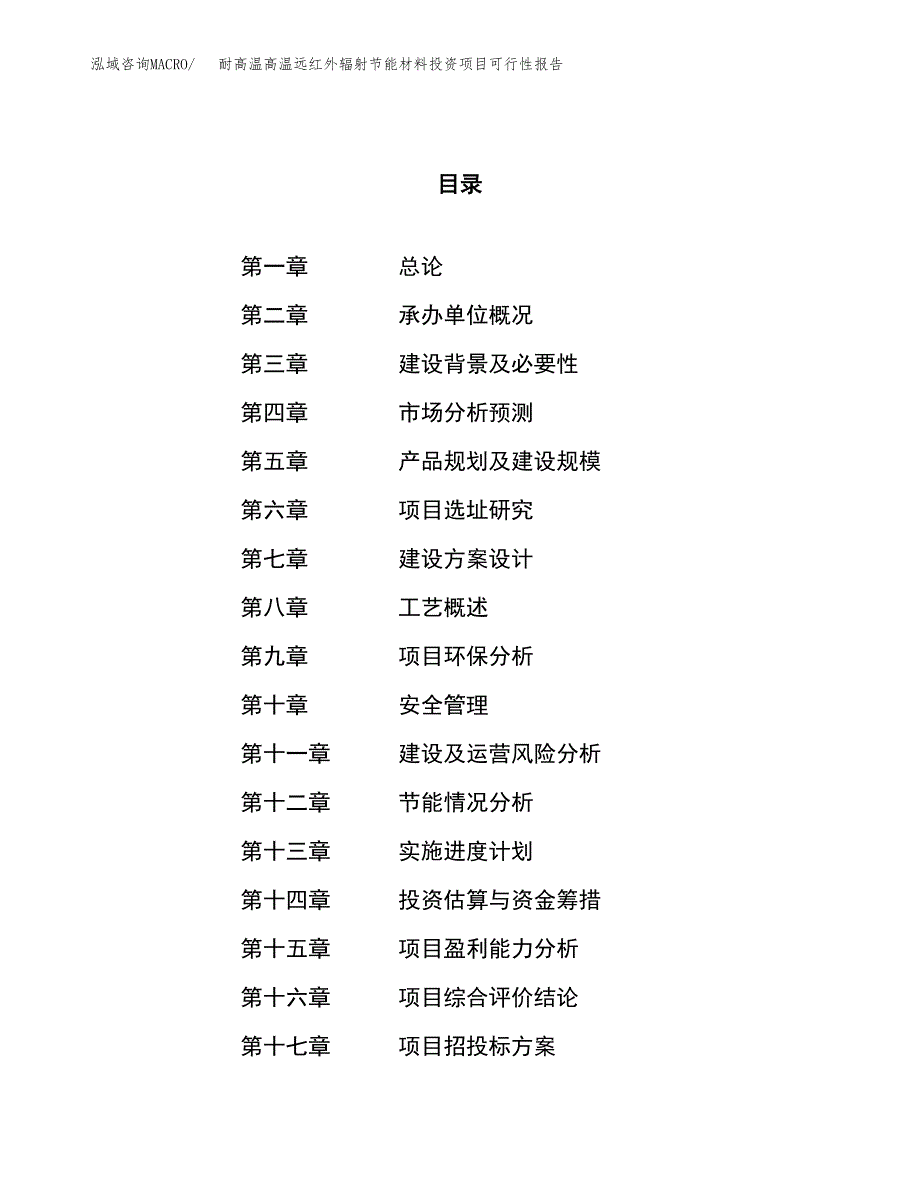 耐高温高温远红外辐射节能材料投资项目可行性报告(园区立项申请).docx_第1页