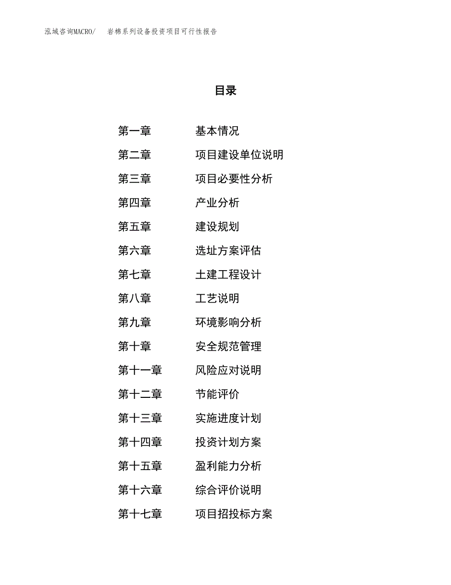 岩棉系列设备投资项目可行性报告(园区立项申请).docx_第1页