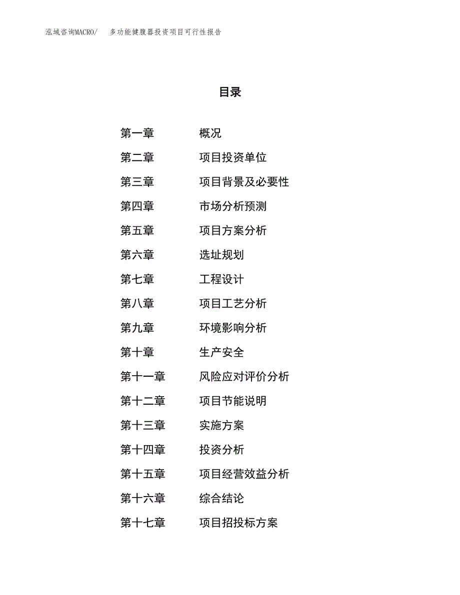 多功能健腹器投资项目可行性报告(园区立项申请).docx_第1页