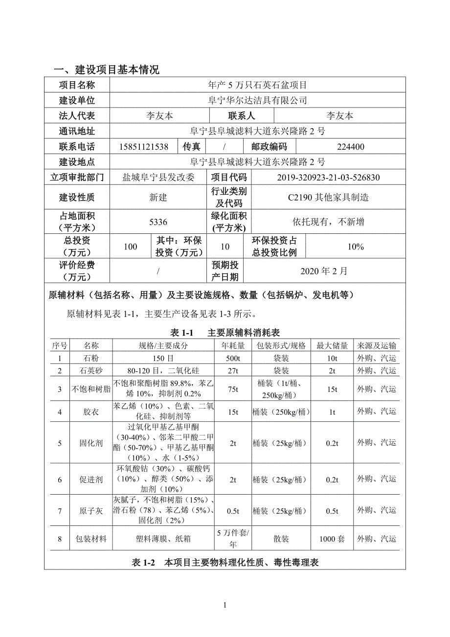 年产5万只石英石盆项目环评报告表_第5页