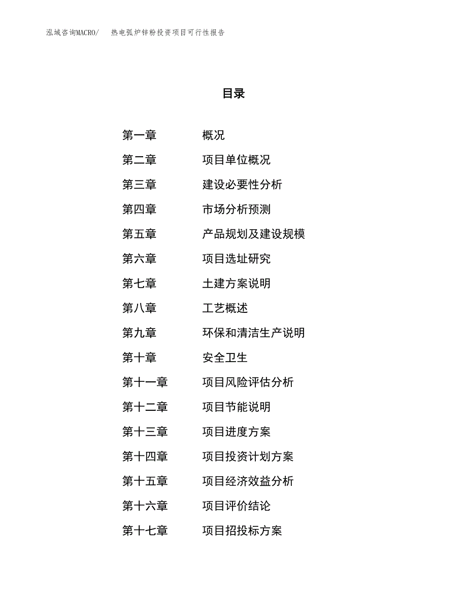 热电弧炉锌粉投资项目可行性报告(园区立项申请).docx_第1页