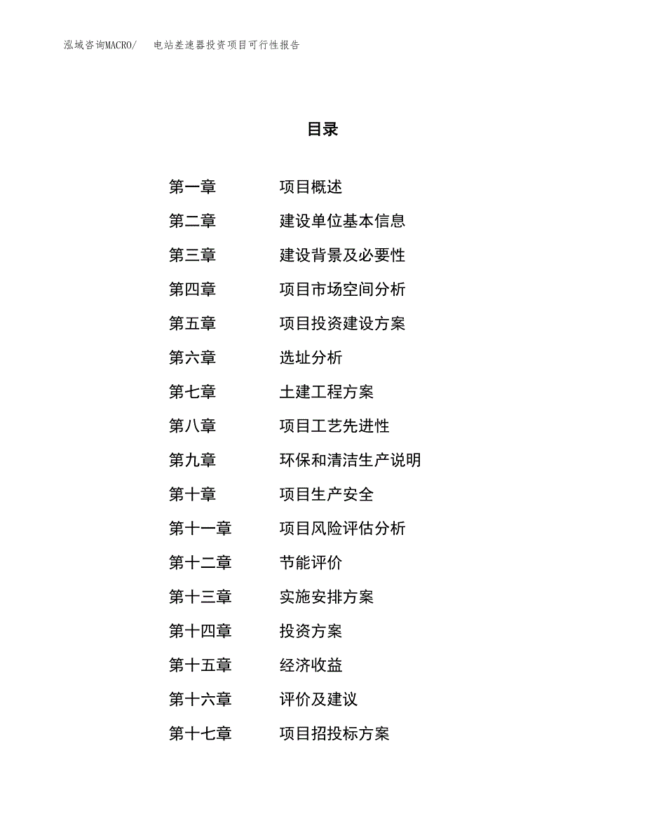 电站差速器投资项目可行性报告(园区立项申请).docx_第1页