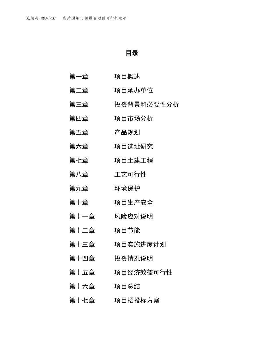 市政通用设施投资项目可行性报告(园区立项申请).docx_第1页