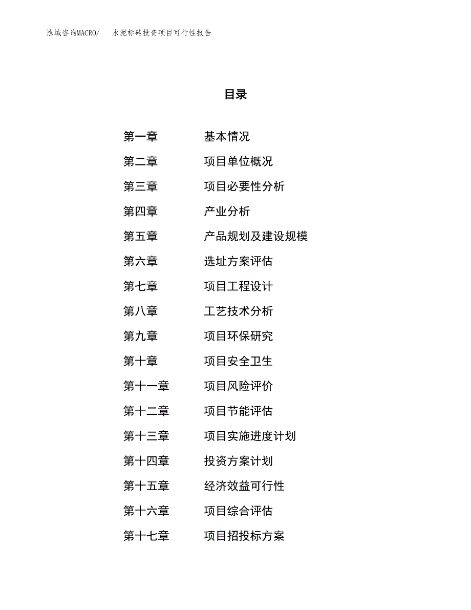 水泥标砖投资项目可行性报告(园区立项申请).docx_第1页