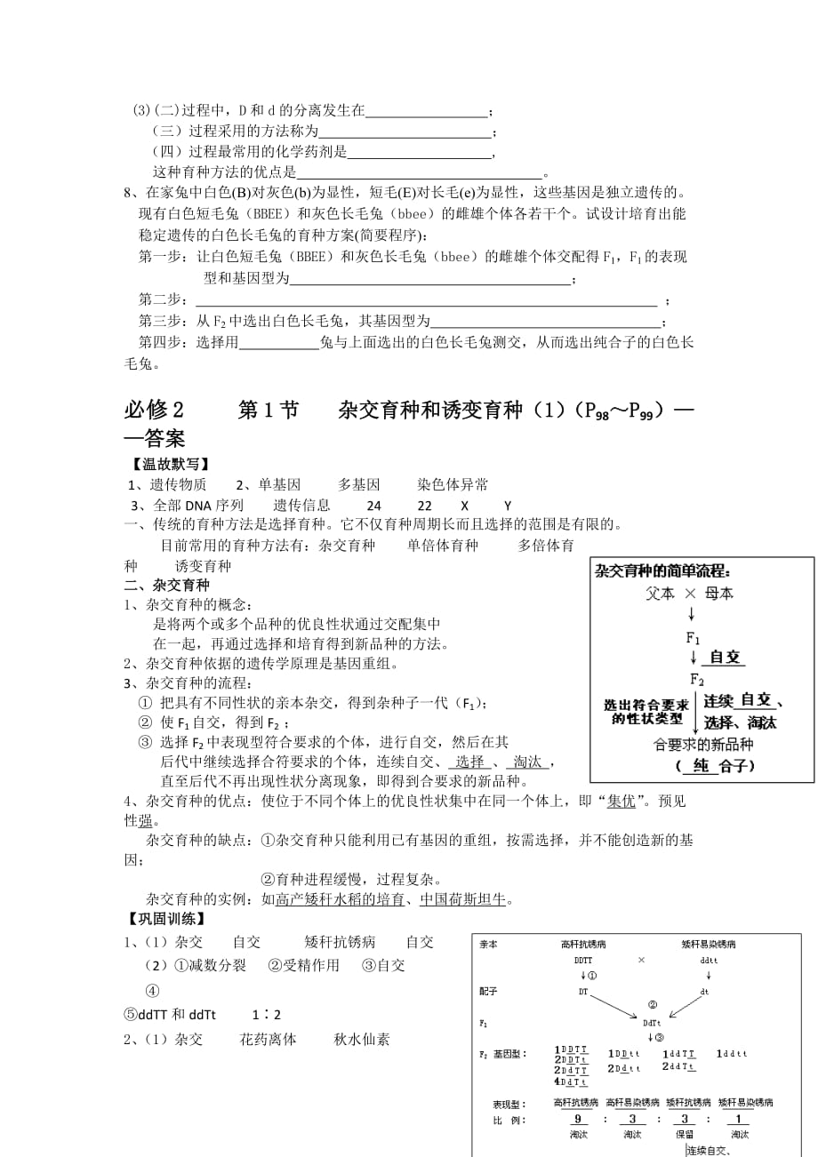 广东省高明实验中学人教高中生物必修二学案：第6章第1节杂交育种和诱变育种（1） .doc_第3页