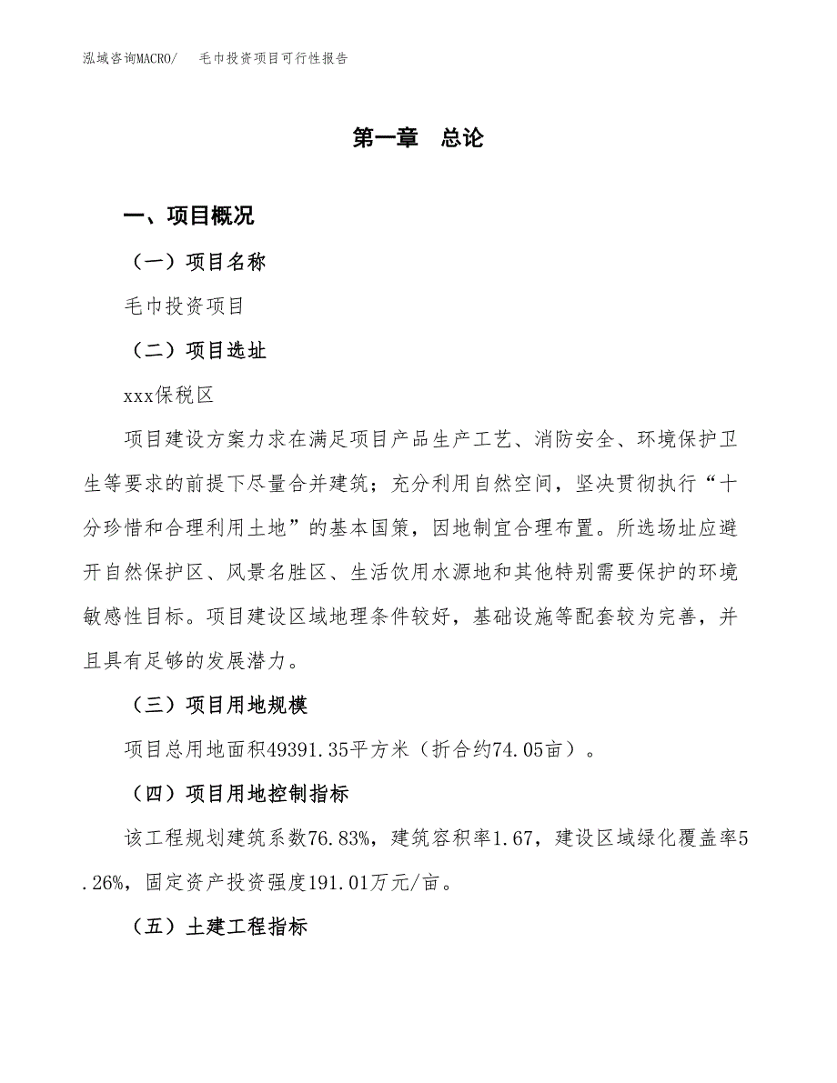 毛巾投资项目可行性报告(园区立项申请).docx_第2页