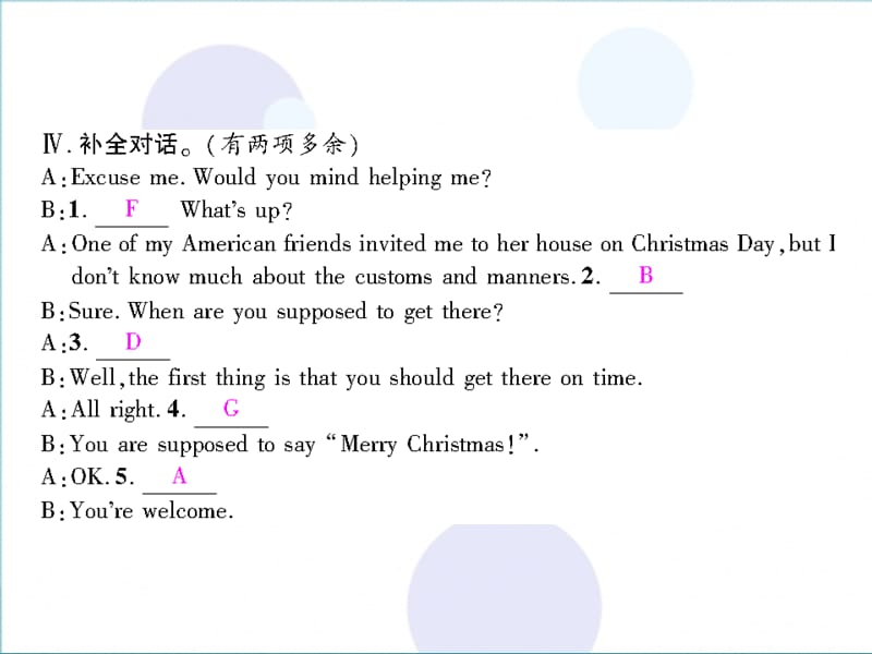 2019学年初三英语全册 Unit 10 You’re supposed to shake handsSection A1习题课件 人教新目标版教学资料_第5页