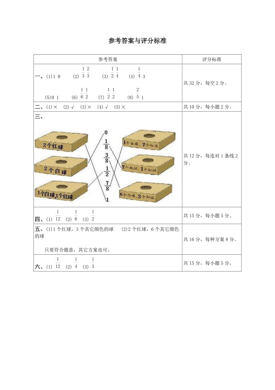 沪教版五年级数学下册可能性的大小检测题 (2)_第4页