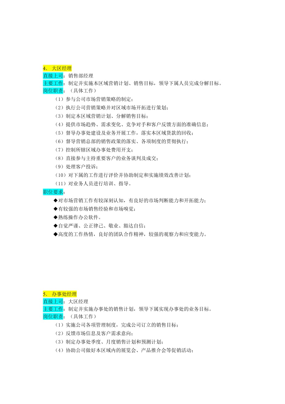 公司组织结构与岗位职责全套销售部_第4页