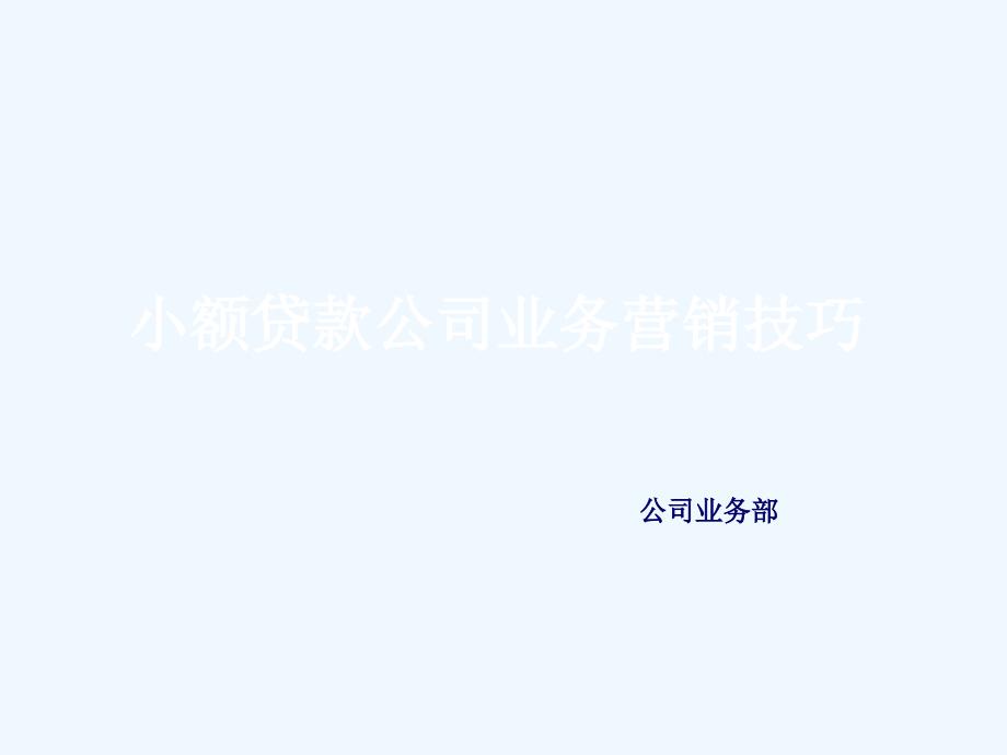 小额贷款公司营销 技巧_第1页