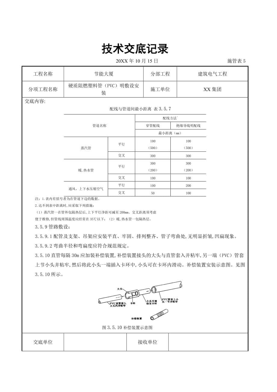 电气工程-硬质阻燃塑料管（PVC）明敷设安装交底记录_第5页