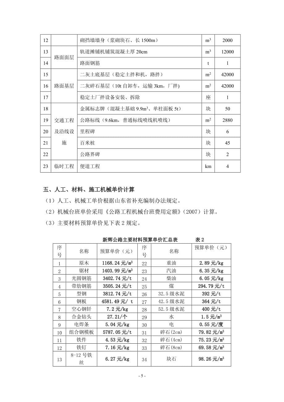 交通班公路工程概预算课程设计_第5页