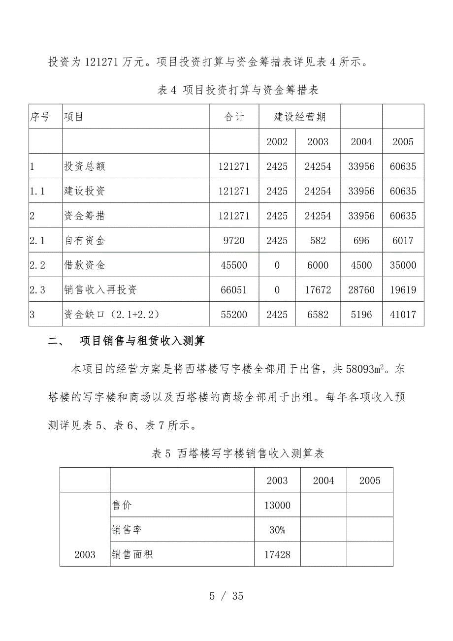 广州市商业大厦项目策划财务分析报告_第5页