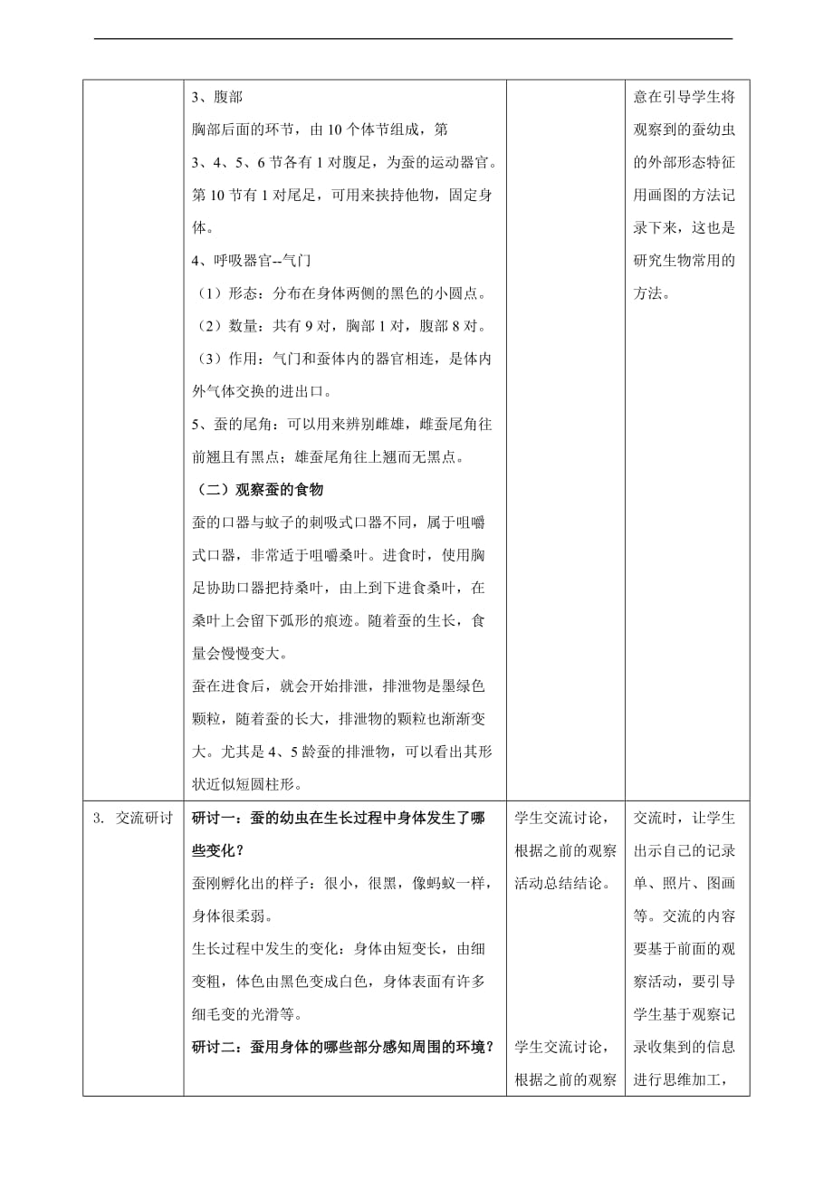 新教科版科学三年级下2.3蚕长大了表格式教案_第4页