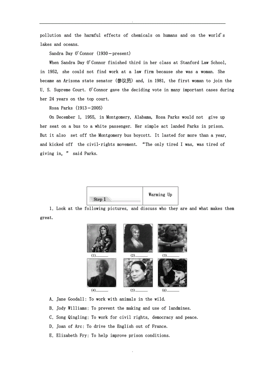 人教版高中英语必修4教师用书：Unit 1 Section_Ⅰ Warming Up - Reading — Pre-reading (含答案)_第2页